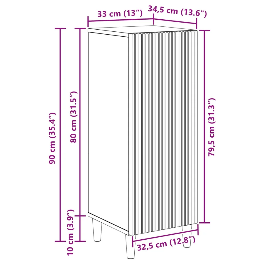 Buffet Blanc brillant 33 x 34,5 x 90 cm Bois d'ingénierie - 13