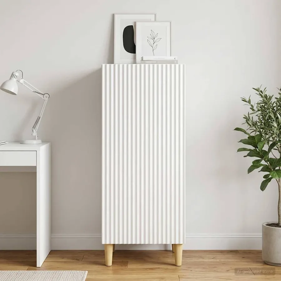 Buffet Blanc brillant 33 x 34,5 x 90 cm Bois d'ingénierie - 4
