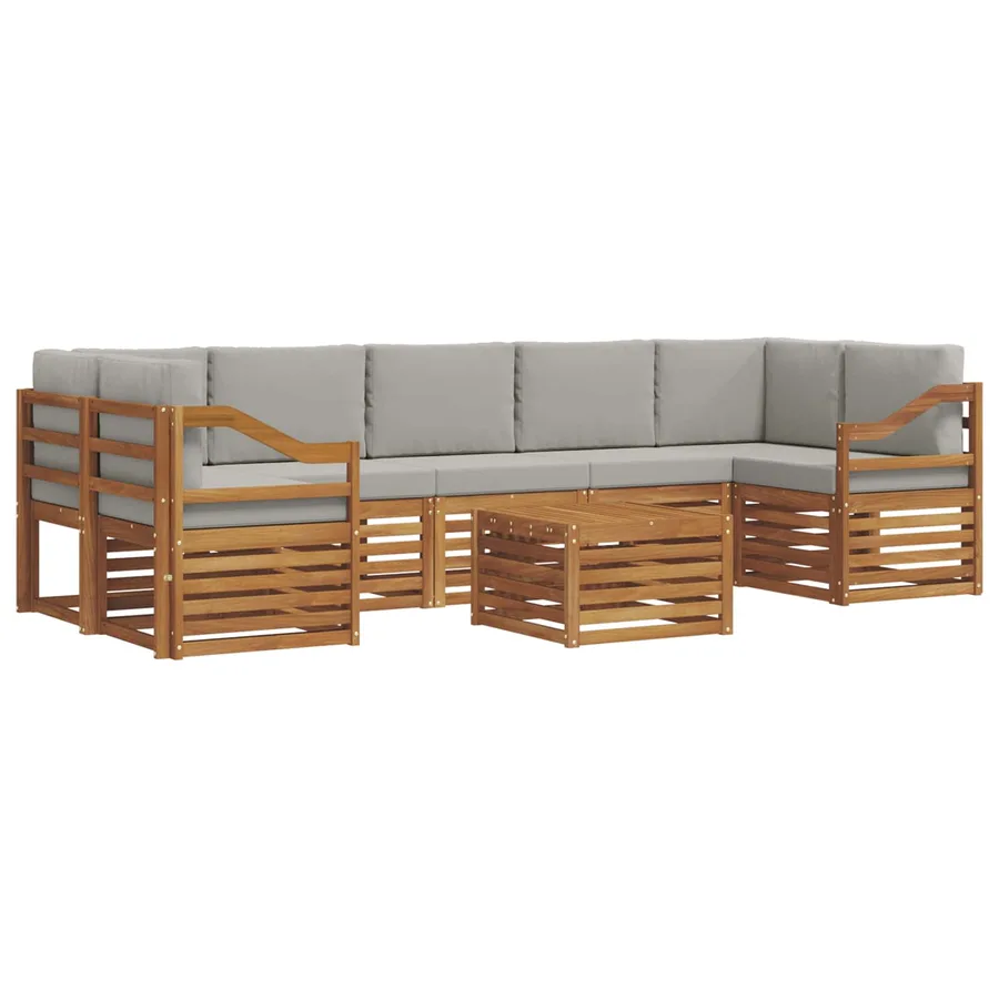 Ensemble de canapés d'extérieur 8 pcs Gris Naturel et Clair - 2
