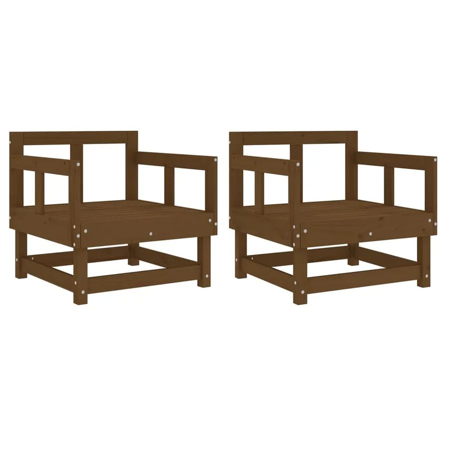 Chaises de jardin lot de 2 marron miel bois massif de pin - 2