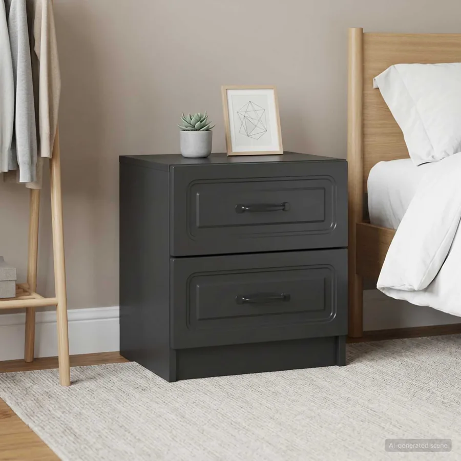 Cabinet de chevet avec tiroir 2 pcs Noir 43 x 34,5 x 44,5 cm