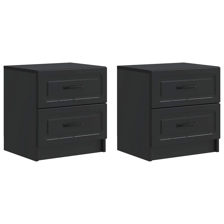 Cabinet de chevet avec tiroir 2 pcs Noir 43 x 34,5 x 44,5 cm - 2