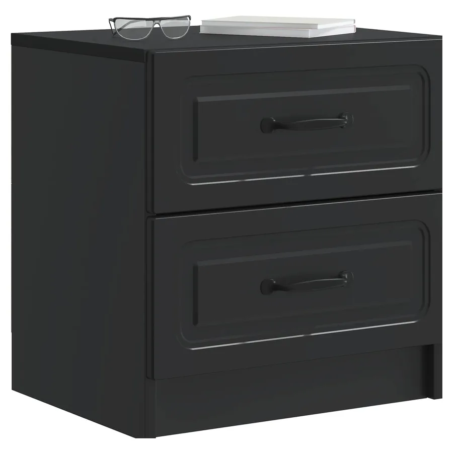 Cabinet de chevet avec tiroir 2 pcs Noir 43 x 34,5 x 44,5 cm - 3