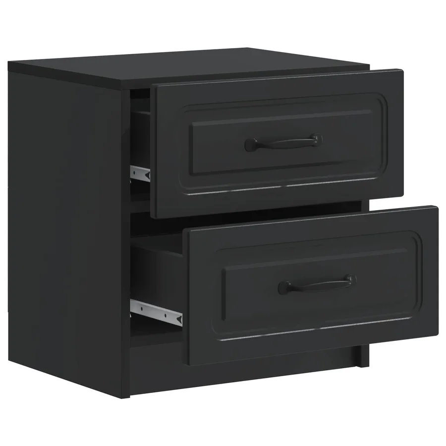 Cabinet de chevet avec tiroir 2 pcs Noir 43 x 34,5 x 44,5 cm - 6