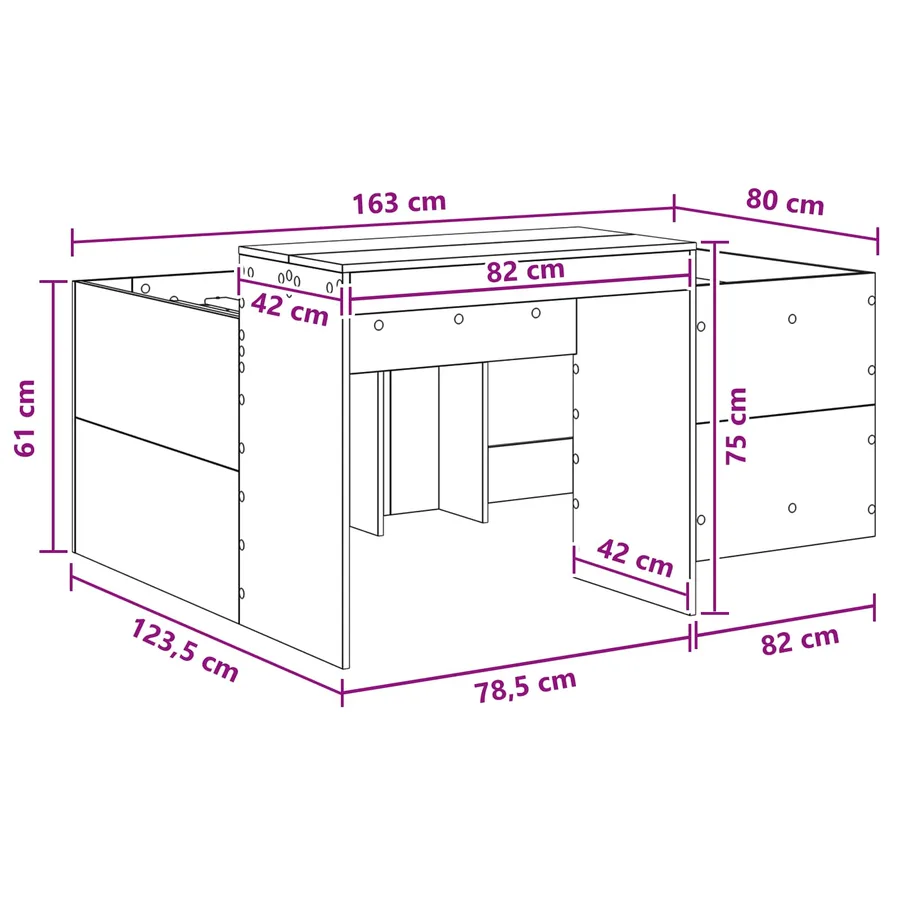 Lit haut pour enfants avec bureau Noir 80 x 160 cm - 9