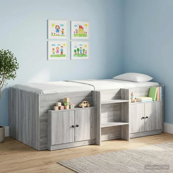 Armoire de rangement pour lit mezzanine 2 pc Sonoma gris