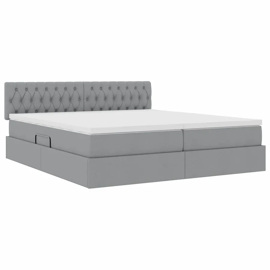 Lit de rangement LED avec matelas Gris clair 200 x 200 cm Tissu - 6