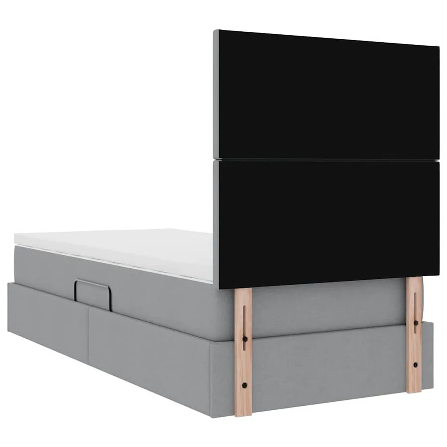 Lit avec rangement et matelas Gris clair 100 x 200 cm tissu - 11