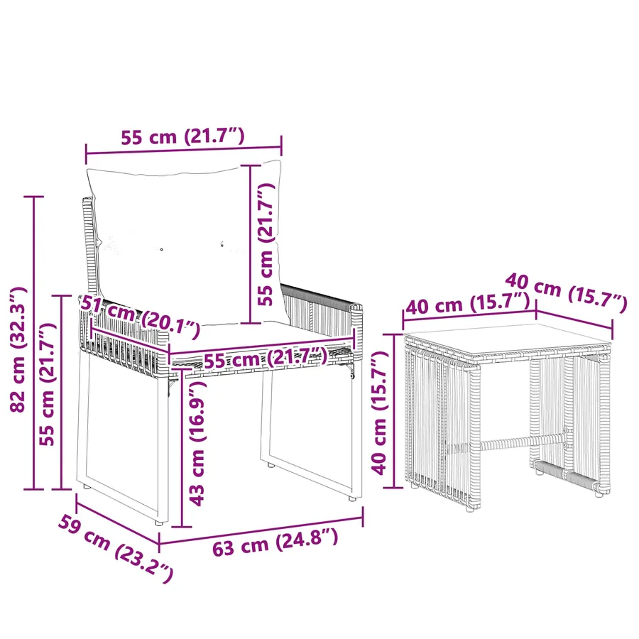 Ensemble de meubles d'extérieur 7 pcs Gris et Gris foncé - 13