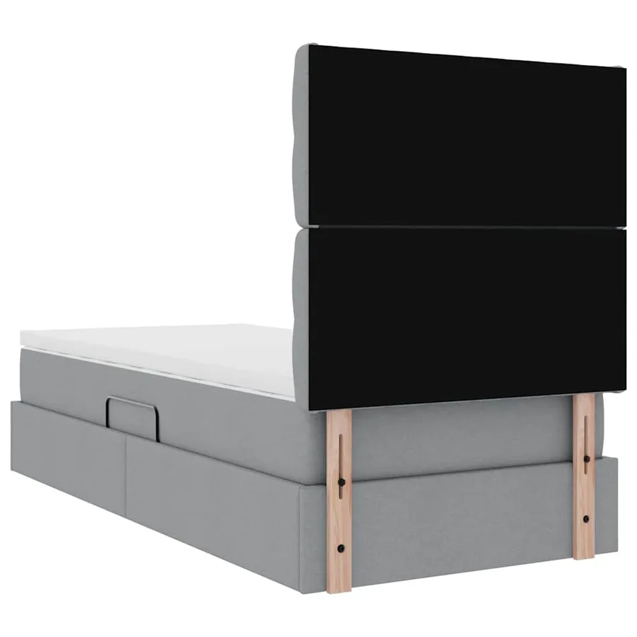 Lit avec rangement et matelas Gris clair 100 x 200 cm tissu - 11