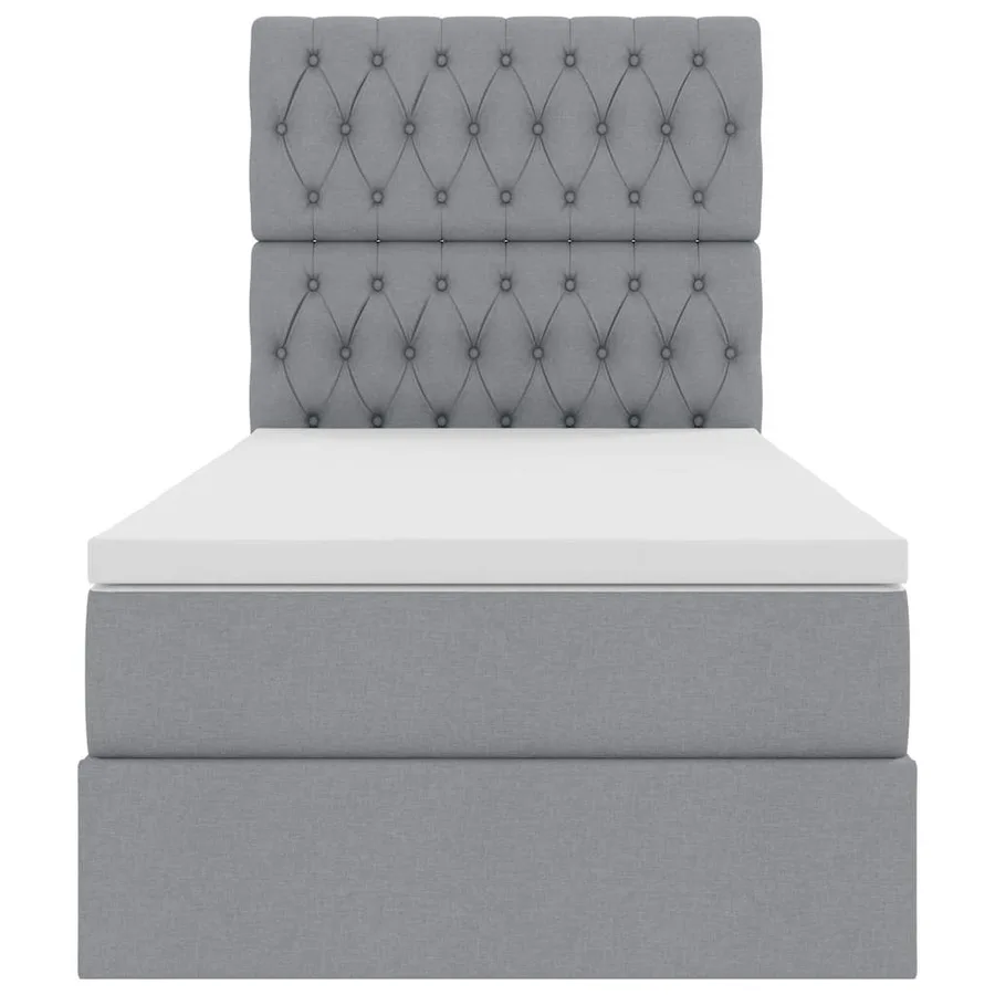 Lit avec rangement et matelas Gris clair 100 x 200 cm tissu - 7
