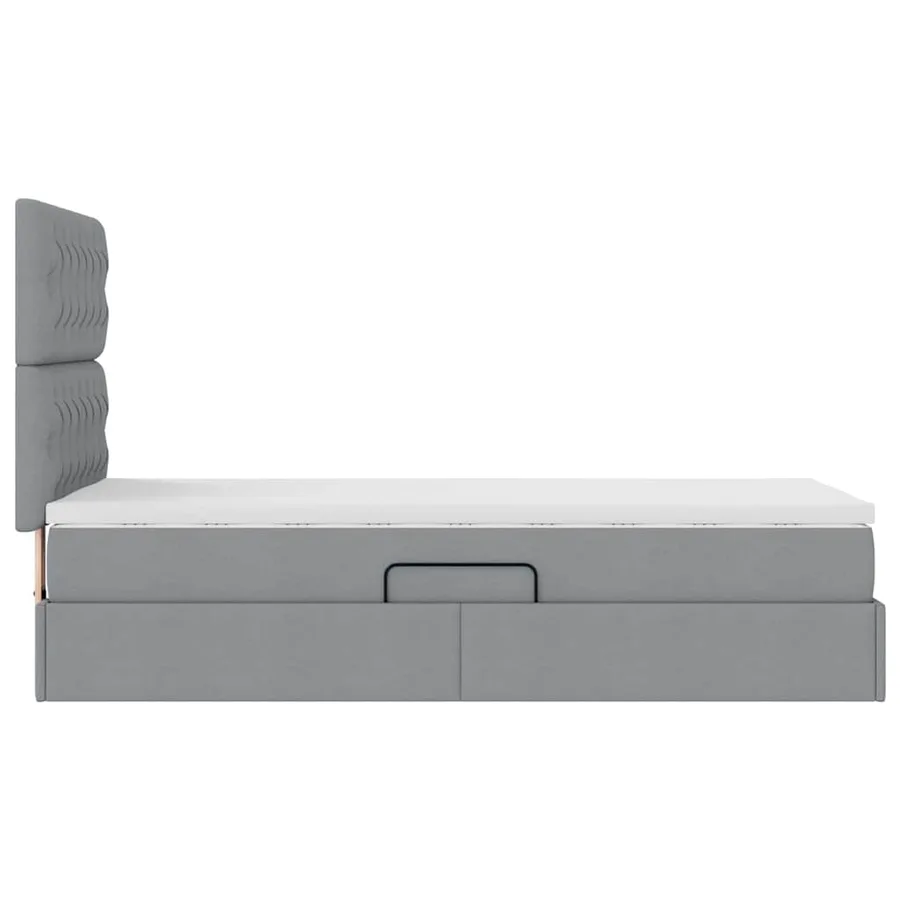 Lit avec rangement et matelas Gris clair 100 x 200 cm tissu - 8
