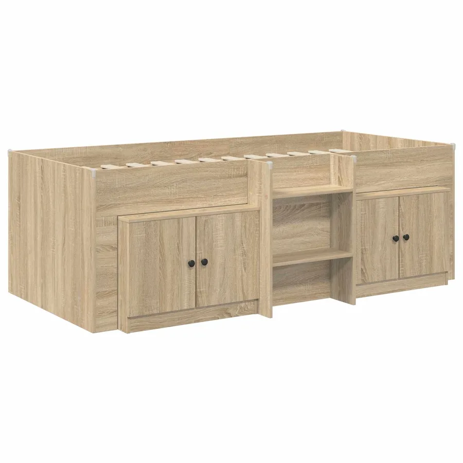 Cadre de lit en mezzanine avec cabinet 3 pc Chêne Sonoma - 3