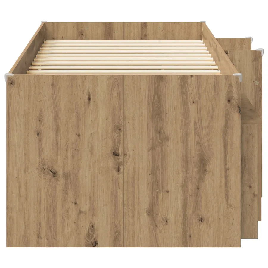 Cadre de lit en mezzanine avec cabinet 3 pc Chêne artisanal - 4
