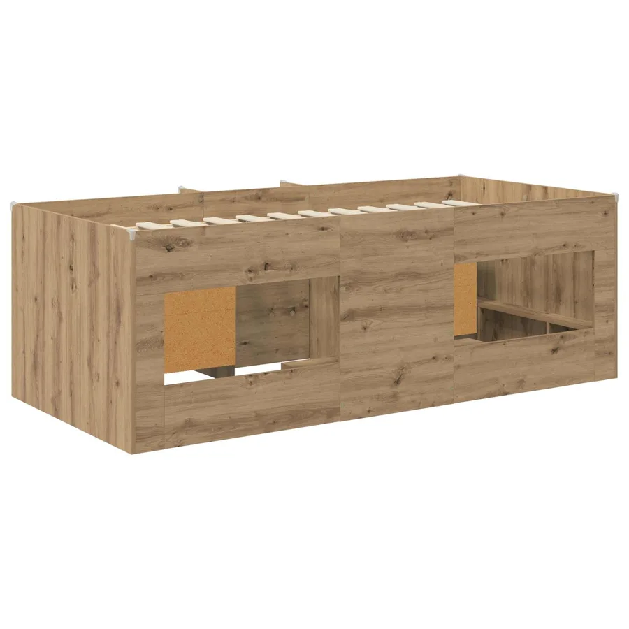 Cadre de lit en mezzanine avec cabinet 3 pc Chêne artisanal - 5