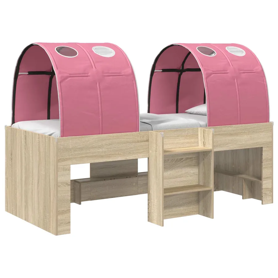 Lit avec Tunnel 3 pc Chêne Sonoma et rose Bois d'ingénierie - 2