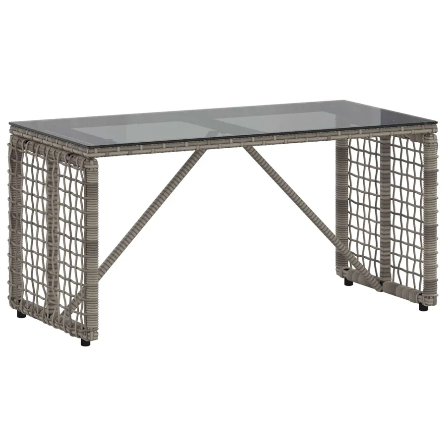 Table de jardin Gris et Noir 80 x 40 x 40 cm Rattan PE et Verre - 2