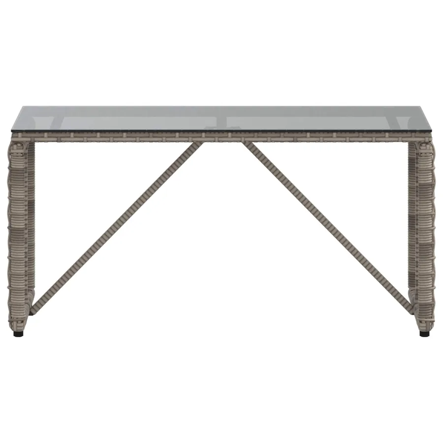 Table de jardin Gris et Noir 80 x 40 x 40 cm Rattan PE et Verre - 4