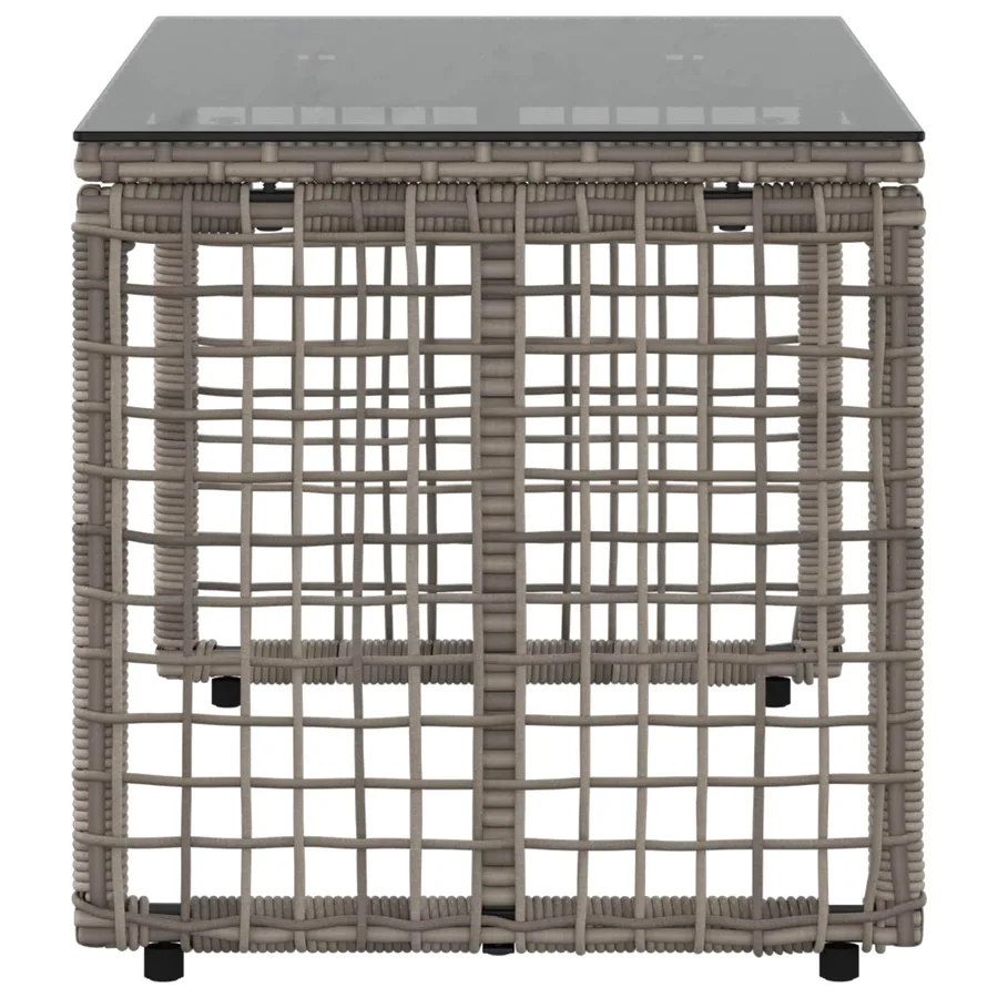 Table de jardin Gris et Noir 80 x 40 x 40 cm Rattan PE et Verre - 5