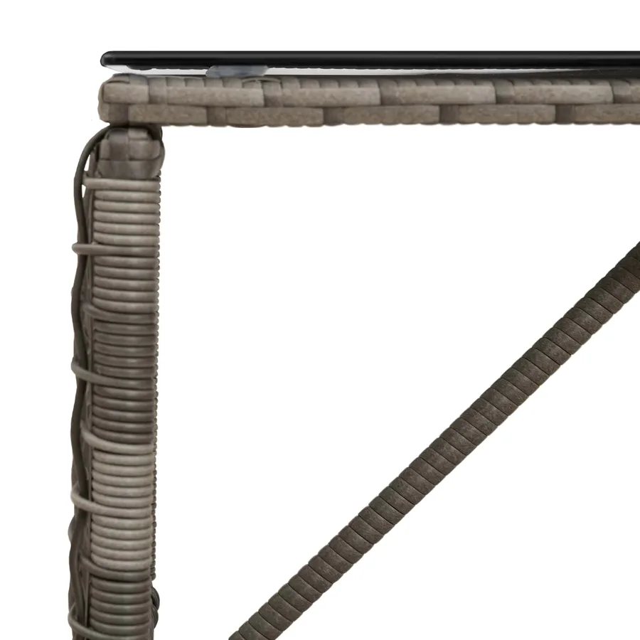 Table de jardin Gris et Noir 80 x 40 x 40 cm Rattan PE et Verre - 7