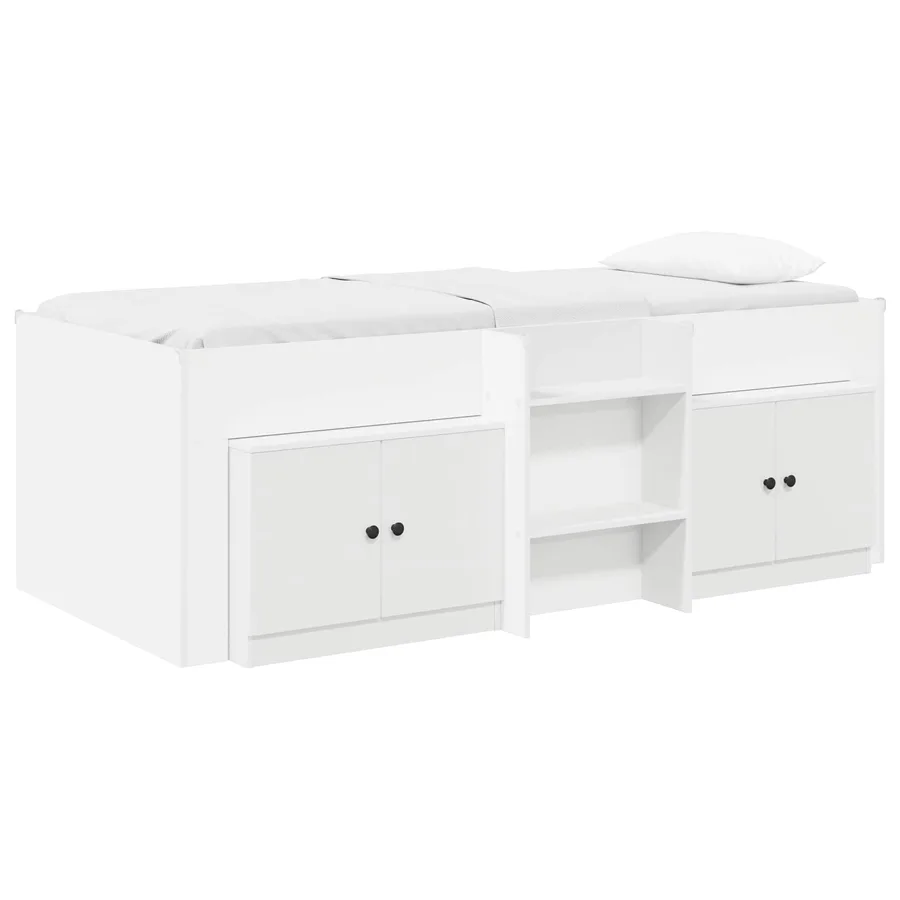 Cadre de lit en mezzanine avec cabinet avec stockage 3 pc Blanc - 2