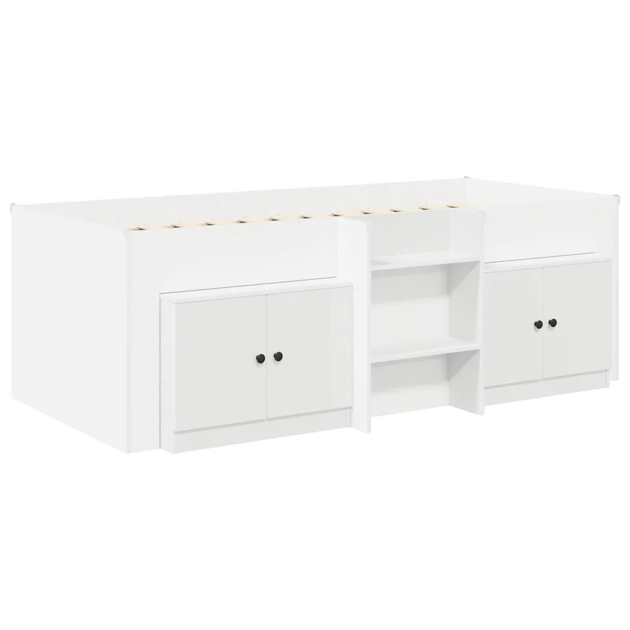Cadre de lit en mezzanine avec cabinet avec stockage 3 pc Blanc - 3
