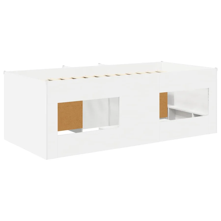 Cadre de lit en mezzanine avec cabinet avec stockage 3 pc Blanc - 5
