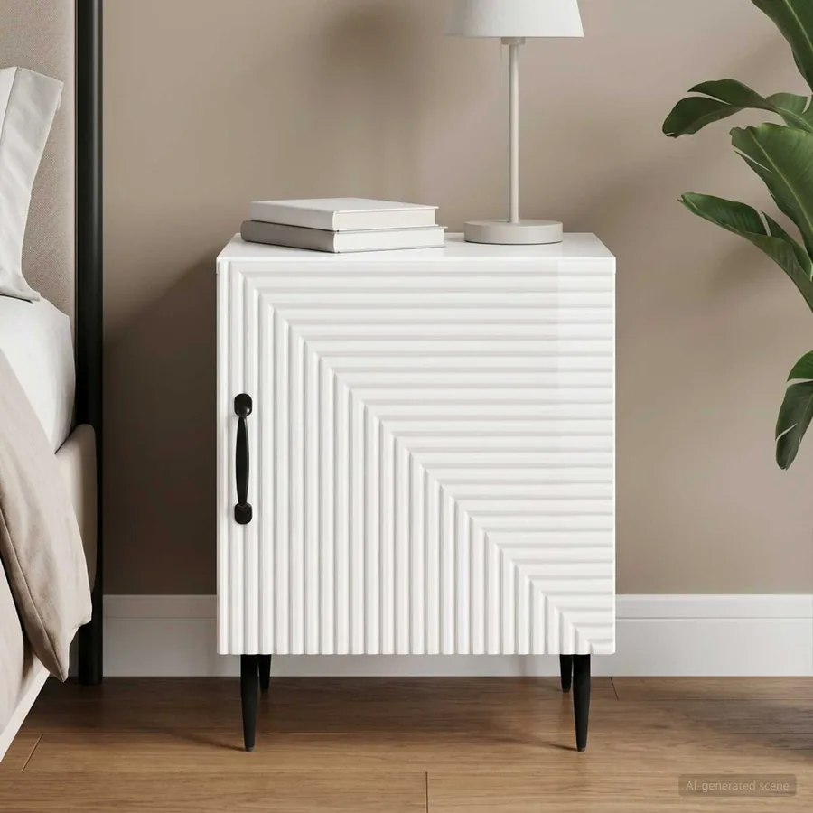 Cabinet de chevet Blanc brillant 43 x 34,5 x 50 cm