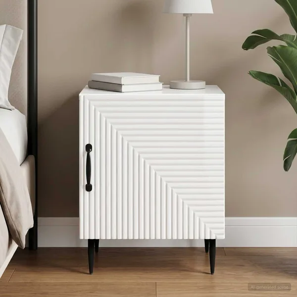Cabinet de chevet Blanc brillant 43 x 34,5 x 50 cm