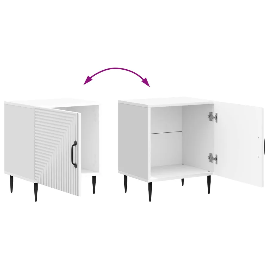 Cabinet de chevet Blanc brillant 43 x 34,5 x 50 cm - 10