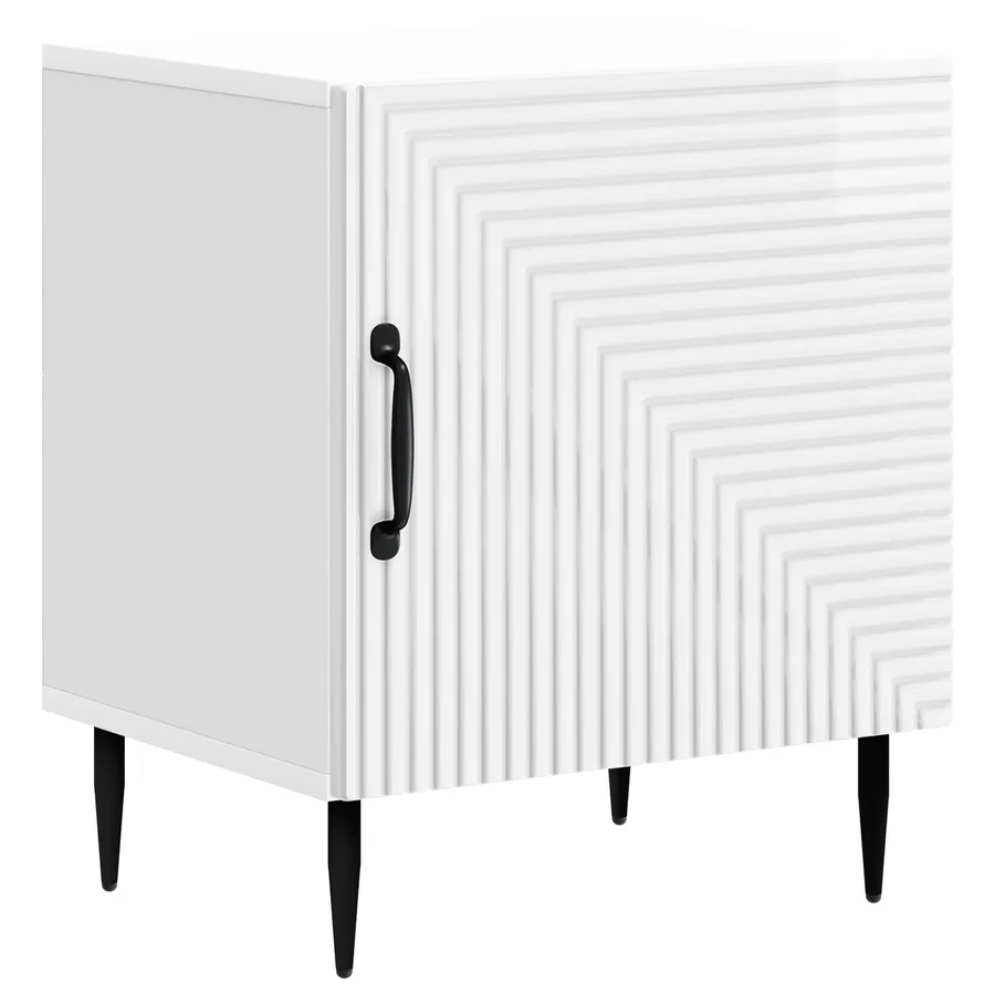 Cabinet de chevet Blanc brillant 43 x 34,5 x 50 cm - 2