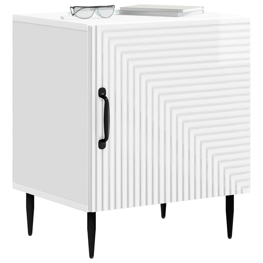 Cabinet de chevet Blanc brillant 43 x 34,5 x 50 cm - 3