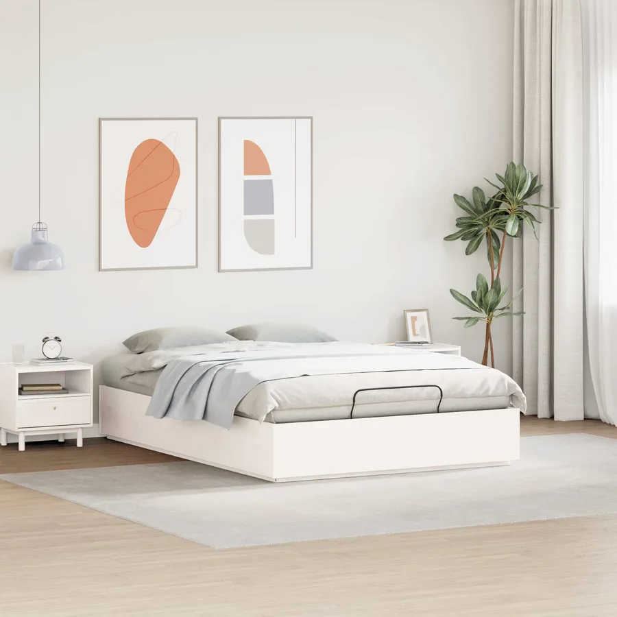 Cadre de lit ottoman avec rangement Blanc 120 x 190 cm - 4