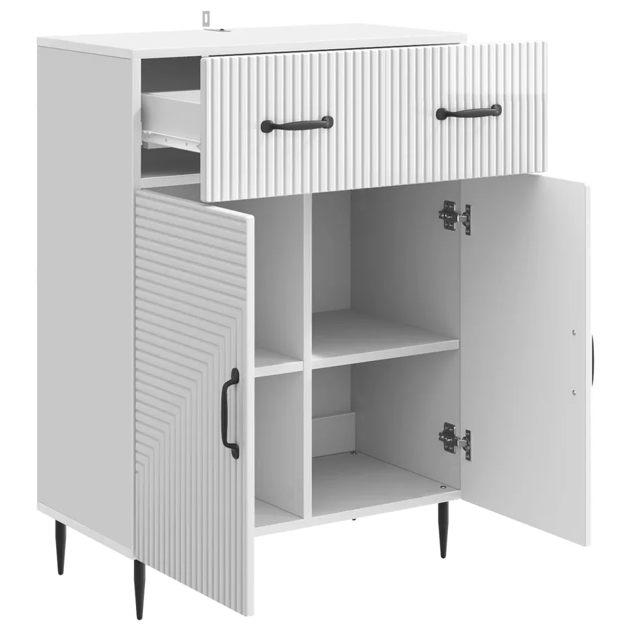 Buffet Blanc brillant 66 x 34,5 x 89,5 cm Bois d'ingénierie - 5