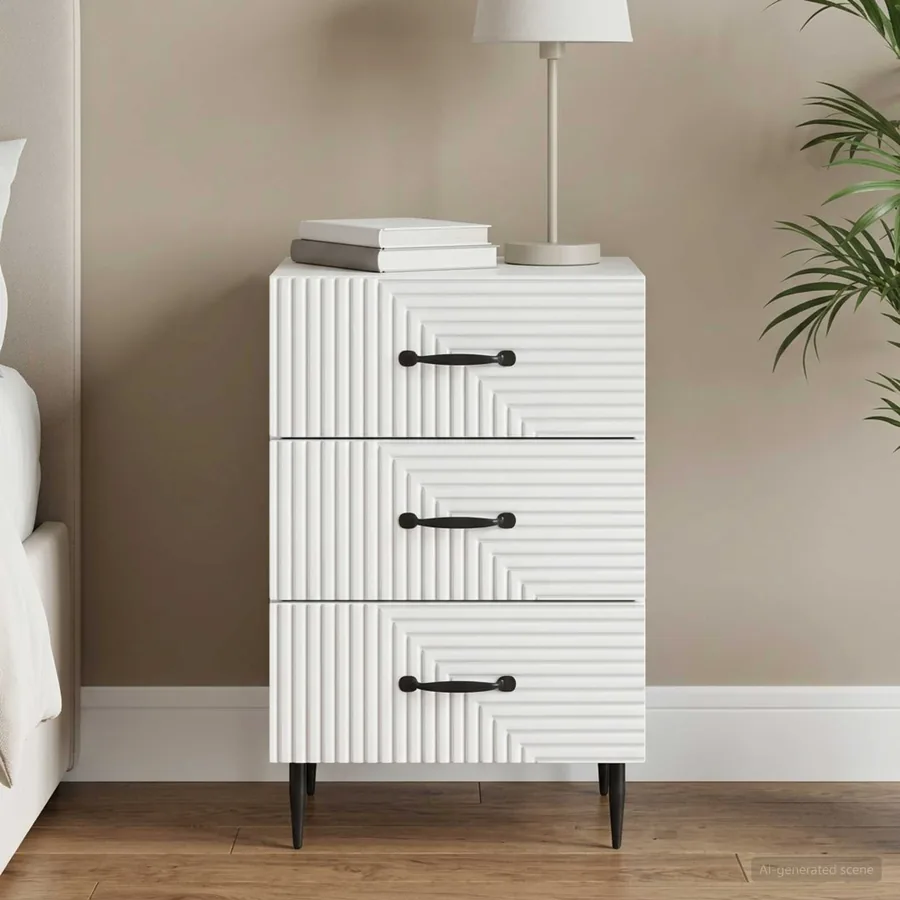 Cabinet de chevet Blanc 43 x 41 x 66,5 cm Bois d'ingénierie
