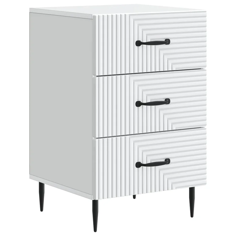 Cabinet de chevet Blanc 43 x 41 x 66,5 cm Bois d'ingénierie - 2