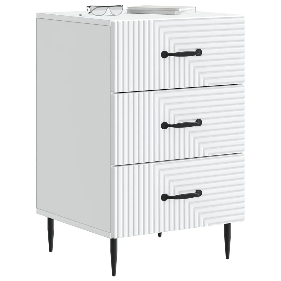Cabinet de chevet Blanc 43 x 41 x 66,5 cm Bois d'ingénierie - 3