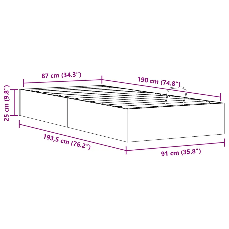 Cadre de lit ottoman avec rangement Brun Ciré 90 x 190 cm - 12