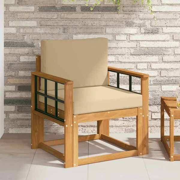 Canapé d’extérieur Bois d'acacia massif et polyester Naturel