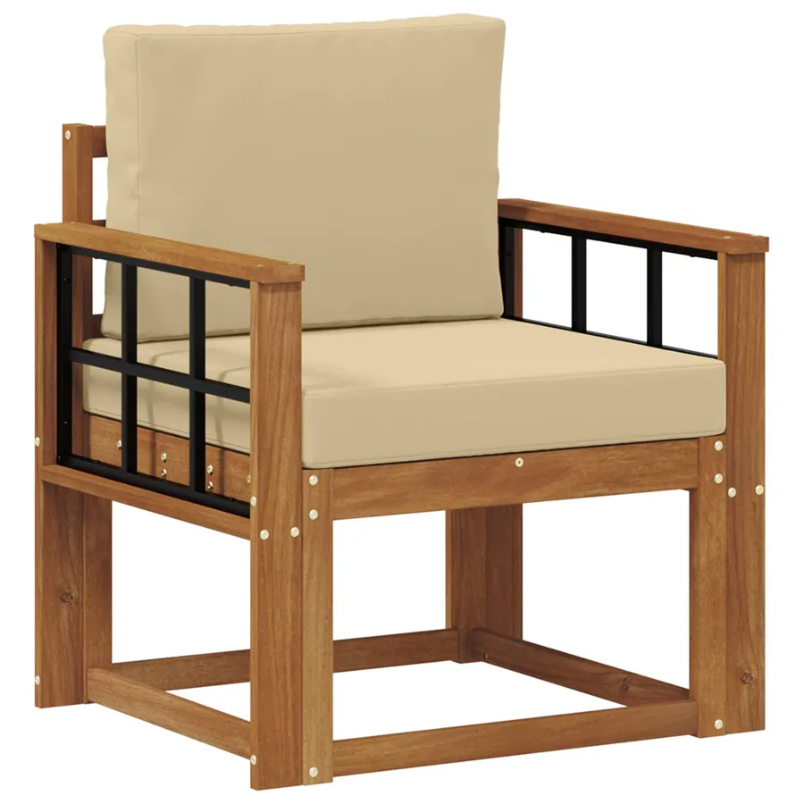 Canapé d’extérieur Bois d'acacia massif et polyester Naturel - 2