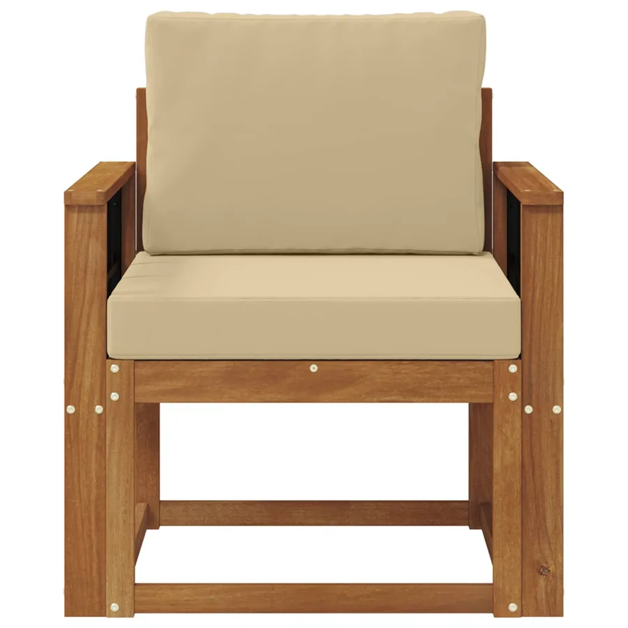 Canapé d’extérieur Bois d'acacia massif et polyester Naturel - 3