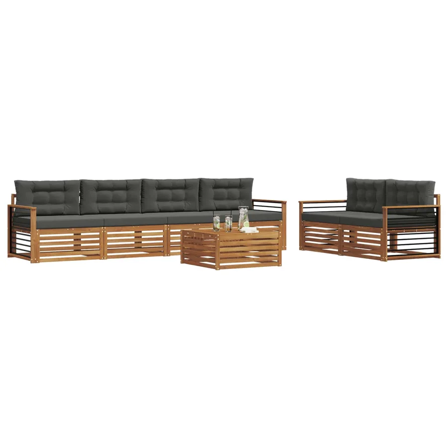 Ensemble de canapés d'extérieur 7 pcs Naturel et Anthracite - 3