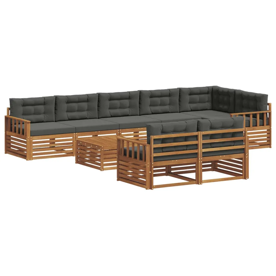 Ensemble de canapés d'extérieur 9 pcs Naturel et Anthracite - 2