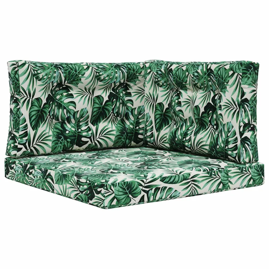 Coussin de canapé d'extérieur 3 pcs Motif feuille Polyester - 2