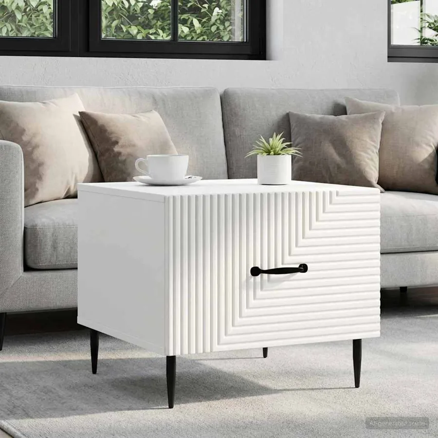 Table basse avec tiroir Blanc 49 x 50 x 40 cm Bois d'ingénierie