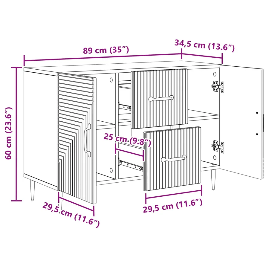 Buffet Gris béton 89 x 34,5 x 60 cm Bois d'ingénierie - 10