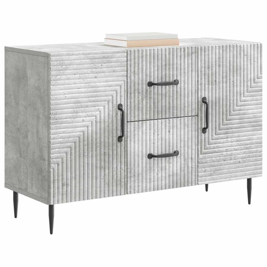 Buffet Gris béton 89 x 34,5 x 60 cm Bois d'ingénierie - 3