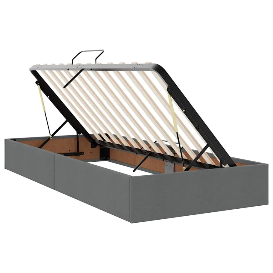 Lit avec rangement et matelas Gris foncé 200 x 200 cm Polyester - 6