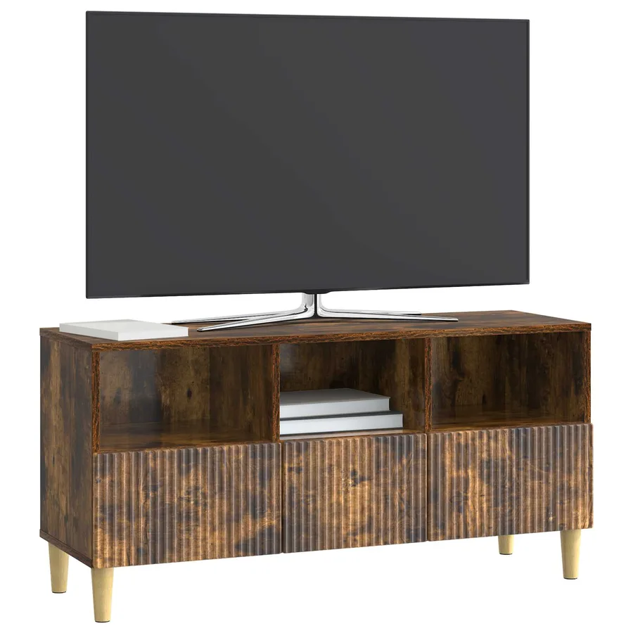 Meuble TV Chêne fumé 102 x 34,5 x 50 cm Bois d'ingénierie - 3