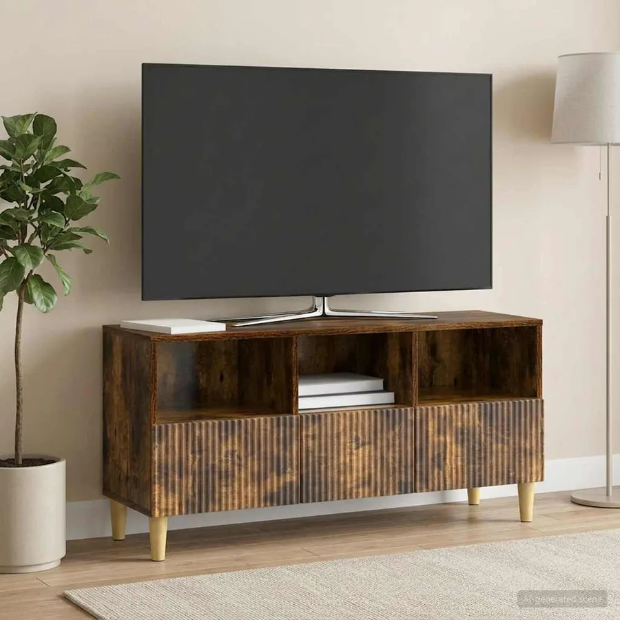 Meuble TV Chêne fumé 102 x 34,5 x 50 cm Bois d'ingénierie - 4